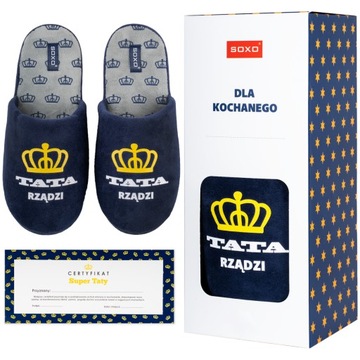 BAMBOSZE DOMOWE CIEPŁE KAPCIE SOXO LACZKI KLAPKI PREZENT DLA TATY OJCA