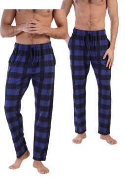 Spodnie Męskie piżamowe bawełniane długie Vienetta L z kieszeniami na noc
