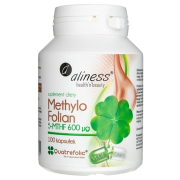 Aliness Methylo Folian 5-MTHF 600 mcg Zmęczenie Ciąża Odporność 100 kaps.