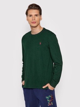 polo ralph lauren longsleeve koszulka męska z długim rękawem zielona