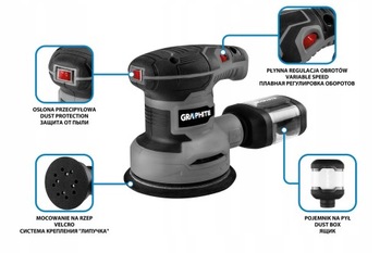 НАБОР ГРАФИТОВЫХ ЭКСЦЕНТРИЧЕСКИХ ШЛИФОВАЛЬНЫХ ШЛИФОВАЛЬНЫХ ШЛИФОВАЛЬНЫХ ШЛИФОВАЛЬНЫХ МАШИН 3XPAPER 300W НОЖКА 125 ММ 59G348