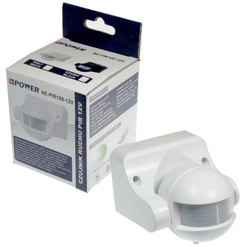 Czujnik ruchu PIR 12V do LED Biały zmierzchowy