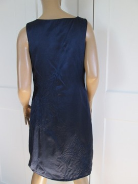Monsoon granatowa jedwabna sukienka haft jedwab bawełna 10 M 38