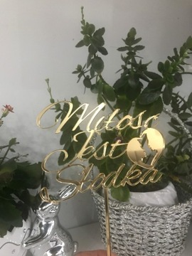 LOVE IS SWEET ТОРТ ТОПЕР ЗОЛОТОЕ ЗЕРКАЛО