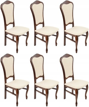 Komplet 6x Krzesło drewniane Orzech LUDWIK Salon