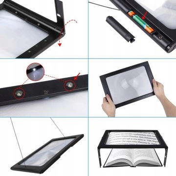 Большая лупа А4 для чтения с увеличительным стеклом