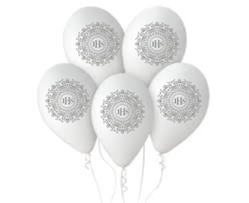 Balony komunijne z hostią srebrną - 10szt