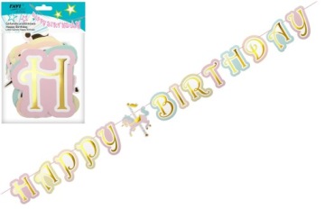 Гірлянда на день народження золотий напис HAPPY BIRTHDAY