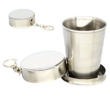 KIELISZEK TURYSTYCZNE METAL SKŁADANY BRELOK + ETUI