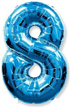 DUŻY BALON FOLIOWY NIEBIESKI 100CM CYFRA 8