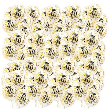 Balony ZŁOTE konfetti 40 urodziny 12 cali 100 szt