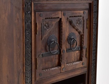 Komoda na wino kolonialna lite drewno akacja indyjska ręcznie rzeźbiona