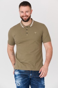 GUESS - Khaki koszulka polo męska r XL