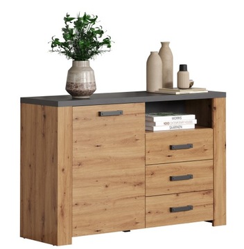 KOMODA Z SZUFLADAMI LOFT 127 CM DĄB ARTISAN