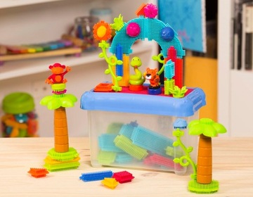 Ведро для хранения B.Toys Jungle Adventure Контейнер с блоками «Ежики в джунглях» 58