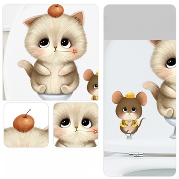 NAKLEJKI NA DESKĘ TOALETOWĄ NAKLEJKI NA ŚCIANĘ KOT POKRYWA 2 ARKUSZE