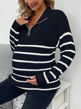 SHEIN Sweter ciążowy zapinany do połowy na zamek z opadającymi ramionami M