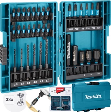 Zestaw bitów, nasadek i wierteł Impact Black, 33 szt. B-66896 MAKITA