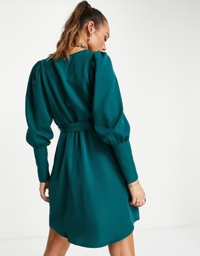 Vila zielona satynowa sukienka mini defekt 36
