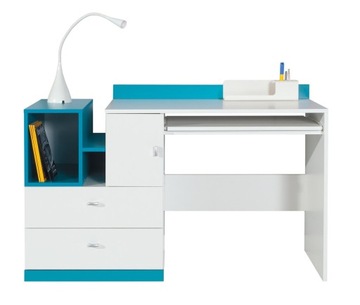 Biurko MOBI 130 cm biały / turkus młodzieżowe