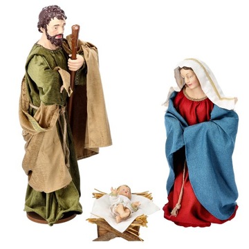 FIGURY DO SZOPKI ŚWIĘTA RODZINA 90CM BOŻE NARODZENIE MATERIAŁOWE SZATY