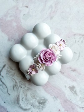 Комплект повязок на голову плюс пояс для крещения Повязка на голову для платья для крещения сиреневого цвета