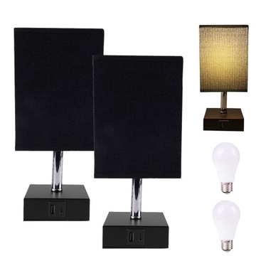 2SZT LAMPKA BIURKOWA DOTYKOWA E27 Z ABAŻUR DEKORACYJNA LAMPA NOCNA STOŁOWA