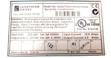 EUROTHERM ПРИВОДЫ ИНВЕРТОР 650/007/230/F/00/DISP/GR/0/0