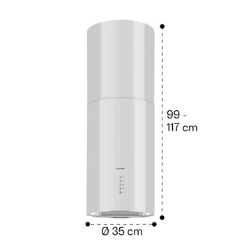 ВЫТЯЖКА KLARSTEIN ISLAND Ø35CM LED 650M³/H БЕЛАЯ