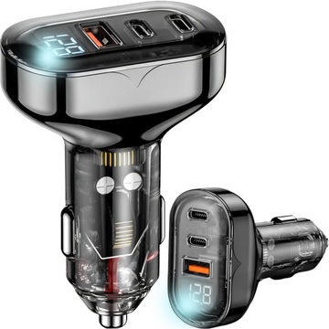 Mocna Szybka Ładowarka Samochodowa 2x USB-C C + USB QC PD 72W + ETUI