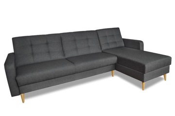 Sofa narożnik HUGO szary przeszycia pikowania