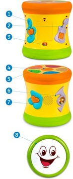 ИНТЕРАКТИВНЫЙ БАРАБАН ДЛЯ МАЛЫШЕЙ ИГРАЮЩИЙ ИНСТРУМЕНТ LED +10 месяцев