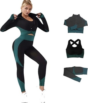 DAMSKI 3-CZĘŚCIOWY DRES FITNESS TRENINGOWY 4XL