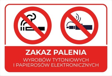 Zakaz palenia wyrobów tabliczka PCV 15x22cm