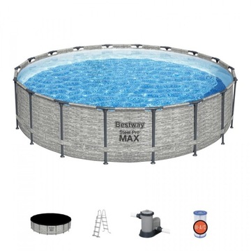 Basen stelażowy Steel Pro MAX 549x122 Imitacja Kamienia BESTWAY XXL ZESTAW