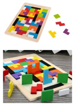 ДЕРЕВЯННЫЕ БЛОКИ TETRIS 40 TANGRAM PUZZZL