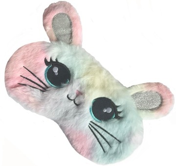 OPASKA NA OCZY MASKA DO SPANIA SNU RELAKSU KRÓLIK ZAJĄC TĘCZOWY PLUSZOWY