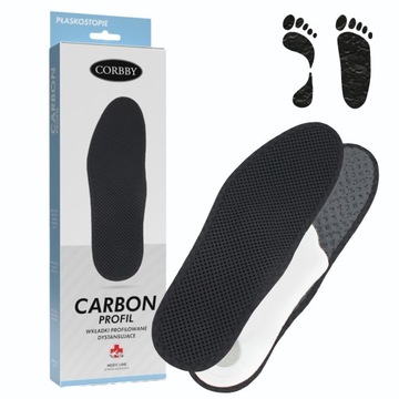 Wkładki do butów ortopedyczne profilowane z węglem aktyw CARBON PROFIL r.39