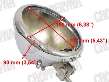 lampa obudowa klosz 5,75 przód motocyklowa chrom