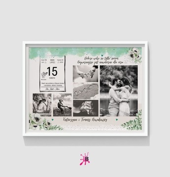 ПЕРСОНАЛИЗИРОВАННЫЙ ПОСТЕР ПОДАРОК ​​СВАДЕБНЫЕ ИМЕНА+ДАТА+ФОТО ПАР+РАМКА ПОЖЕЛАНИЯ 30х40