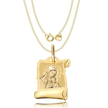 Złoty Łańcuszek Medalik 333 Chrzest Komunia Grawer