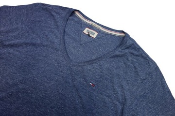 TOMMY HILFIGER Męski T-shirt V-neck Koszulka Logo r. L