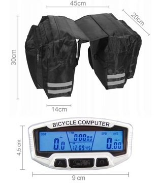Wodoodporny Licznik Komputer Na Rower + Torba Sakwa Rowerowa Na Bagażnik