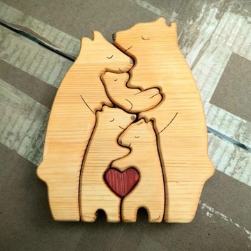 Rodzina Niedźwiedzia Drewniane puzzle Zabawka edukacyjna Rodzina Niedźwiedzi dla 5 misiów