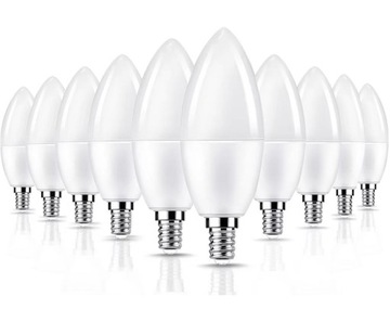 Zestaw 10x Żarówka LED E14 ŚWIECZKA 8W = 60W SMD 820lm 270° Brak Migotania