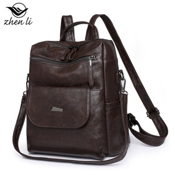 Large Capacity Ladies Shoulder Bag Fashion Solid Color Vintage Backpacks