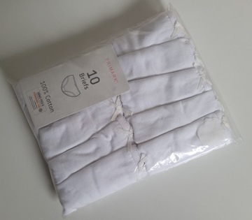 PRIMARK Majtki Figi 10szt 98cm 2-3L Biel Białe 10x
