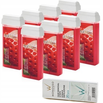 DEPILACJA 8x Wosk w rolce ITALWAX TRUSKAWKA PASKI