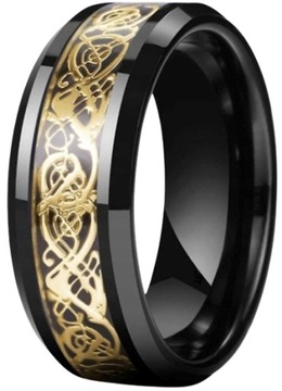 Czarny Pierścień Sygnet Celtycki Smok Punk STAL