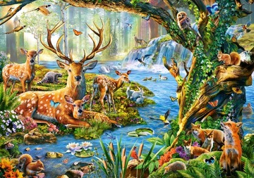 PUZZLE 500 UKŁADANKA ZWIERZĘTA Z LASU LEŚNE JEZIORO WODOSPAD 9+ CASTOR